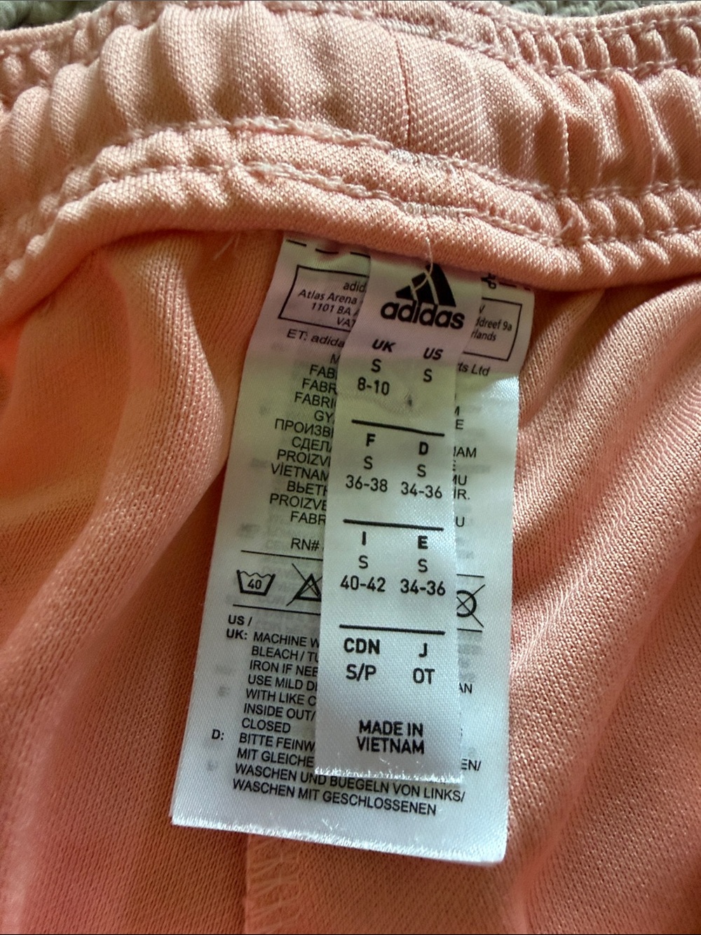 adidas Peach Pink Drawstring Joggers with White Side Stripes - Picture 2 of 5